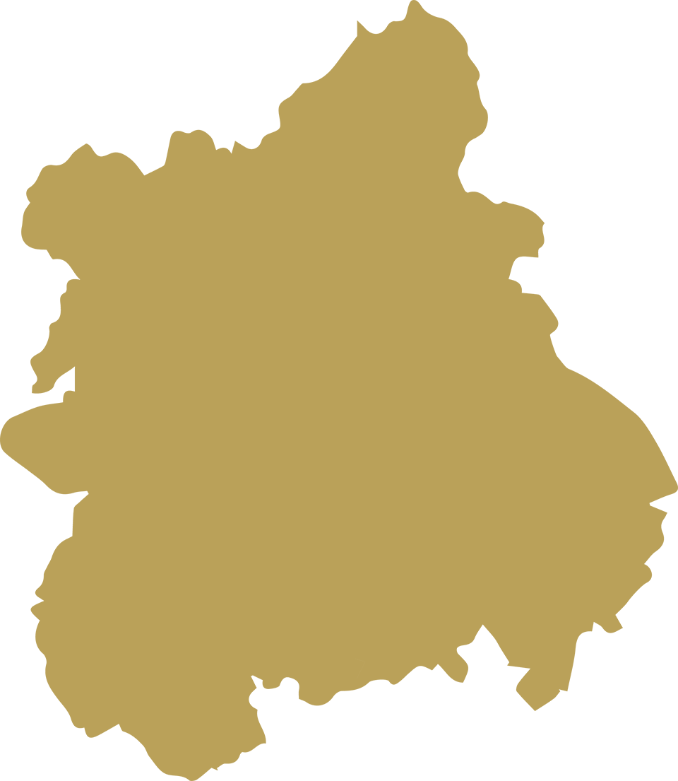 Outline map of the Midlands